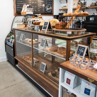Various items in the display case.