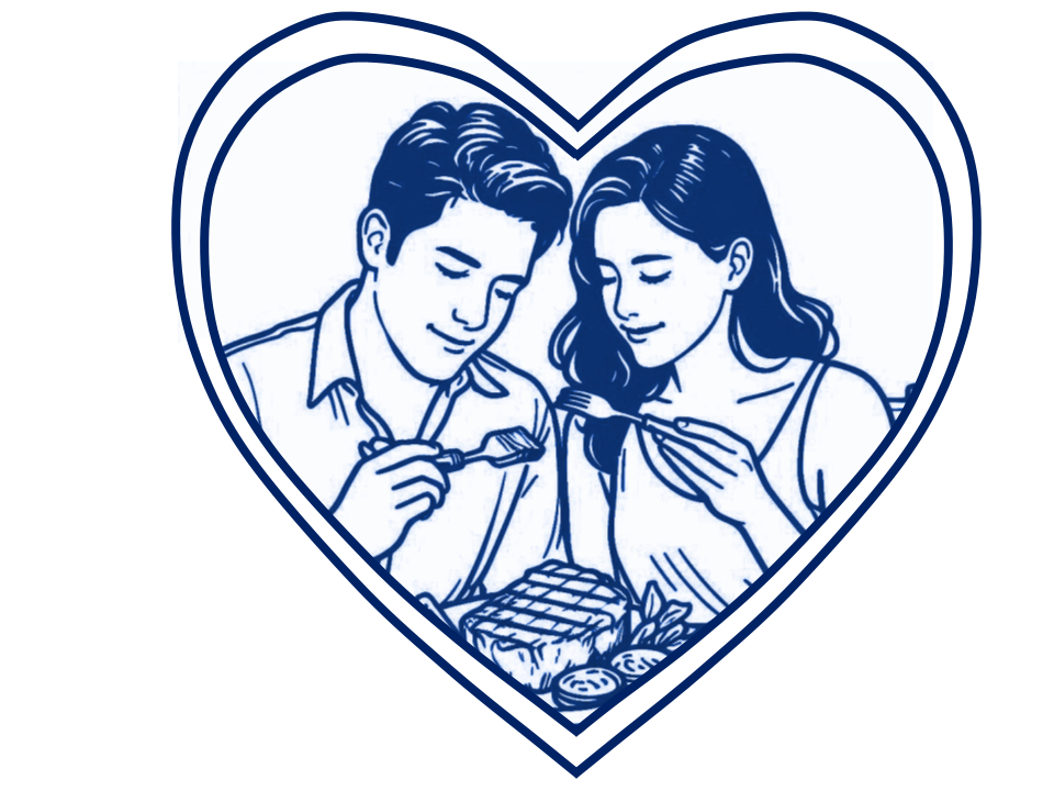 A couple enjoying a Steak Chimichurri on Valentine's Day at Ludwig's