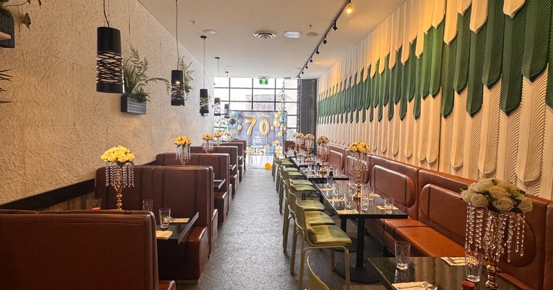 Interior, wide view of dining area