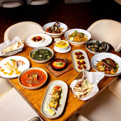 Assorted food dishes.