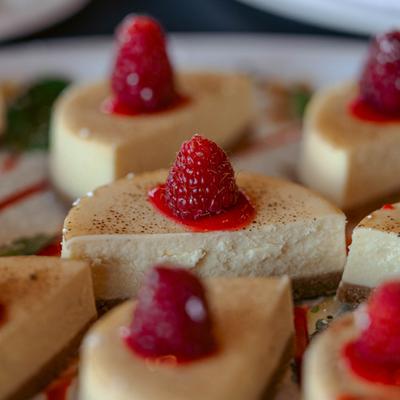 Mini raspberry cheesecakes.