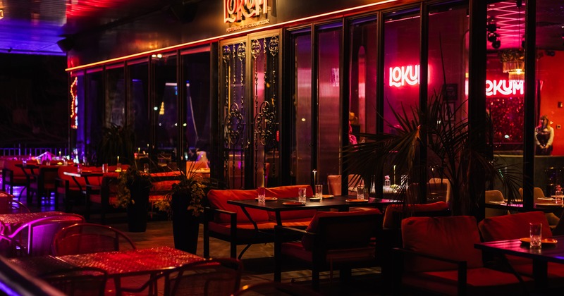 Modern and cozy outdoor seating area