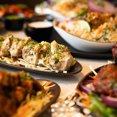 Various food dishes, close up.