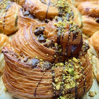 Pastry dessert, closeup.