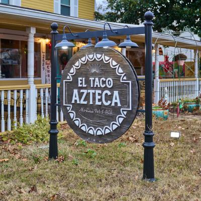 El Taco Azteca sign outside the restaurant.
