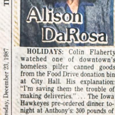 A newspaper clipping from December 1987