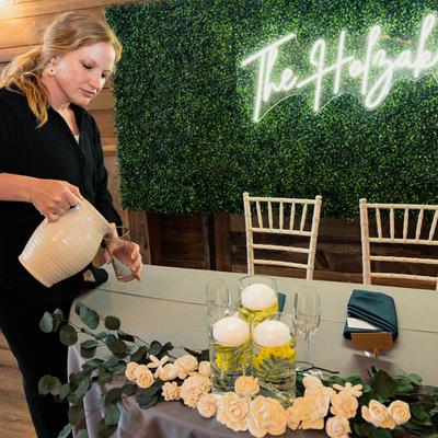 Floating candles and floral decorations