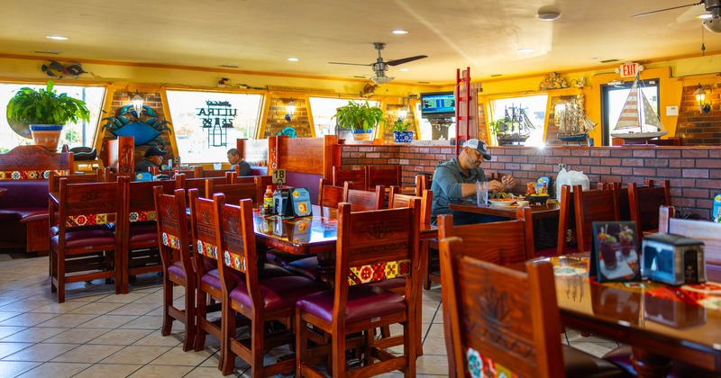 Interior, seating area, customers