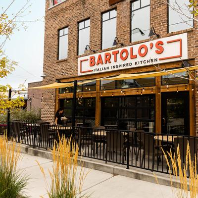 Restaurant exterior with outdoor seating area