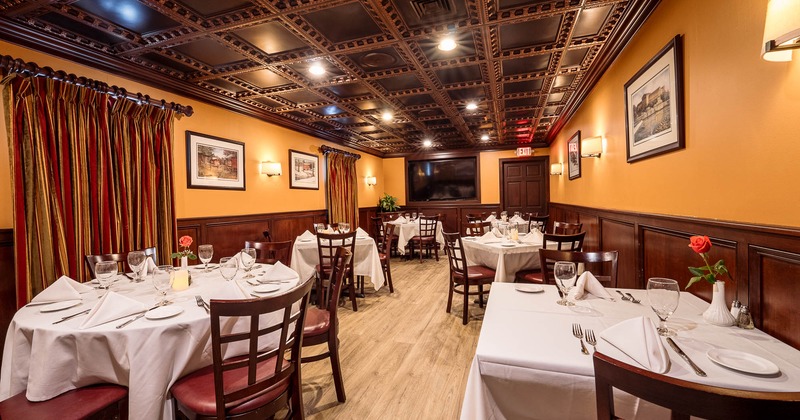 Interior, dining area with tables and chairs