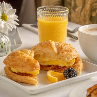 Ham and cheese croissant sandwich.