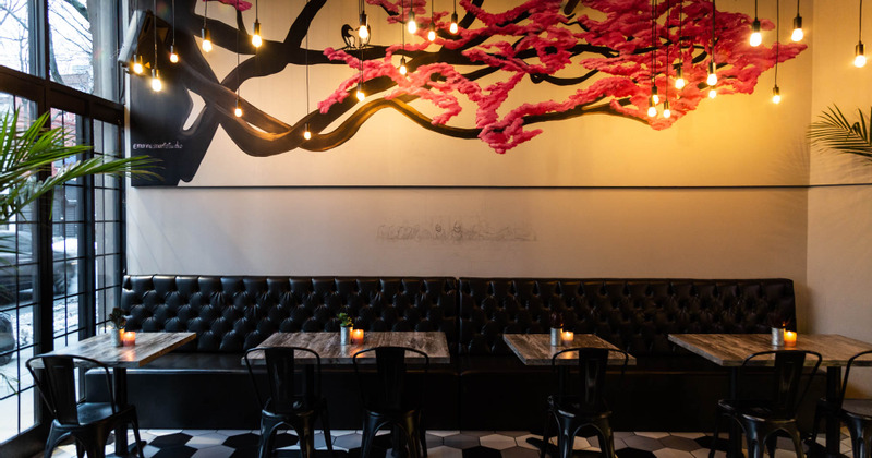 Interior, tables, chairs and seats