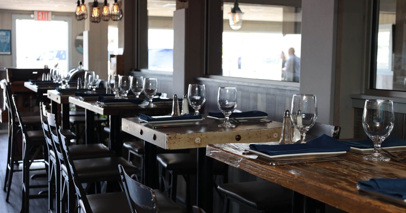 Interior, tables set up for a diner
