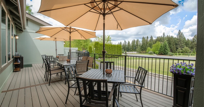 Exterior,  terrace, tables, chairs, parasols