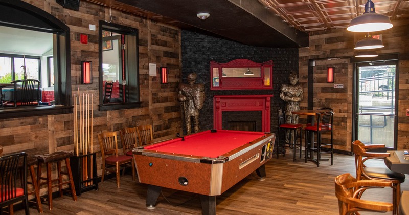 Game area with pool table