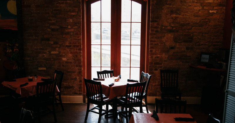 Interior, guest table for four by a window