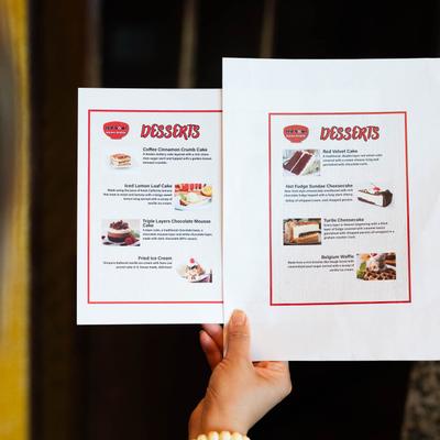 Dessert menus.