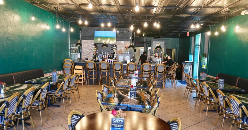 Interior, wide view, dining area