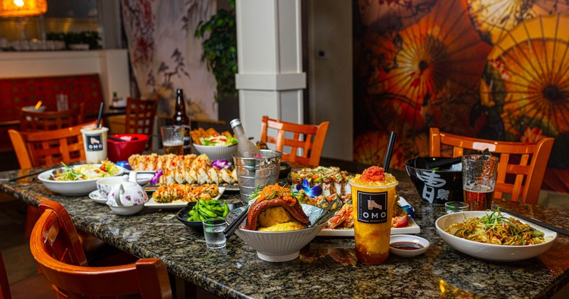 Assorted food and drinks