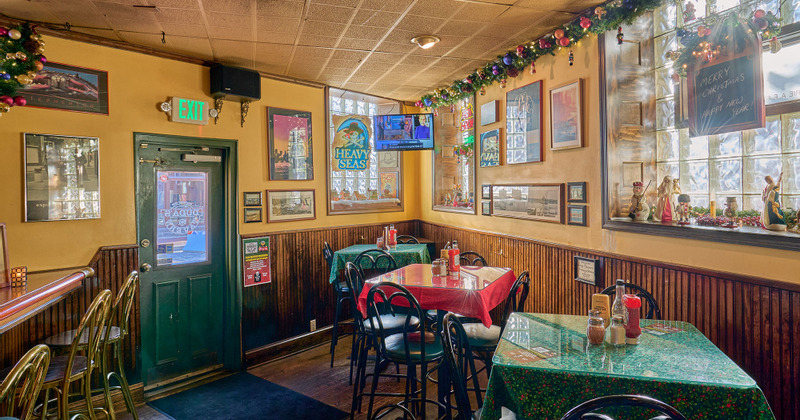 Interior, tables ready for guests