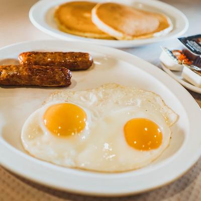 The Two Eggs Any Style breakfast, served.