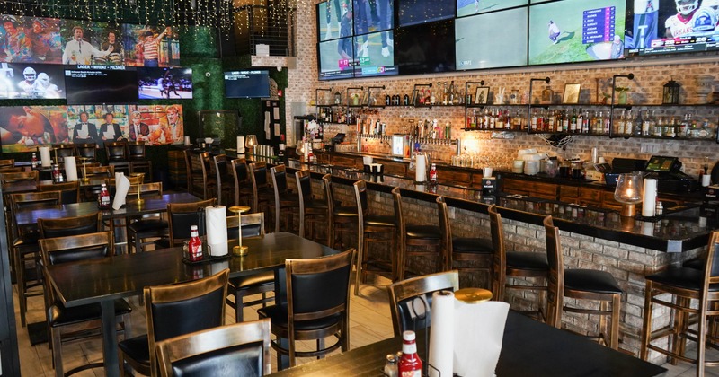 Interior, bar area with TV screens