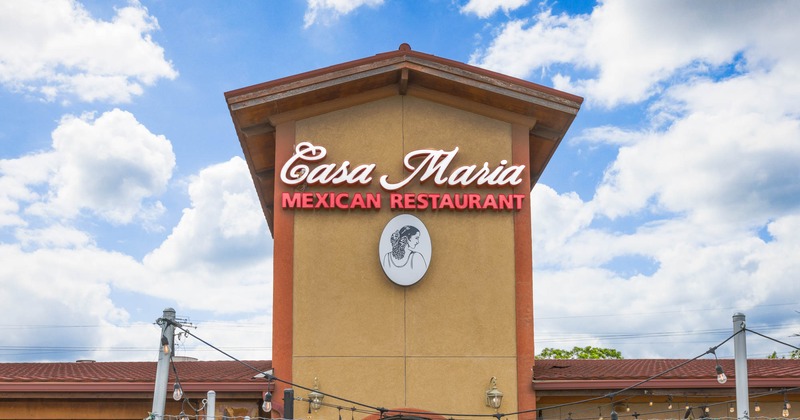 Exterior, restaurant logo on the building