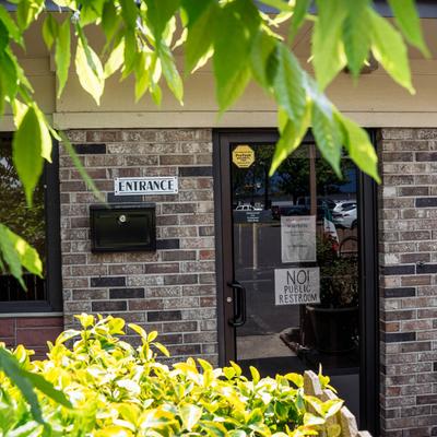 Exterior with a view of the entrance.