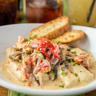 Hand pressed ricotta gnocchi, with lobster.