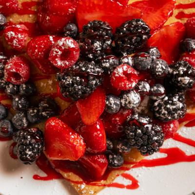 Mixed Berry Crepe, close-up.