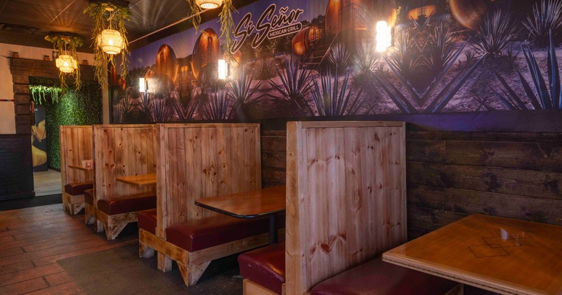 Interior, wooden booths
