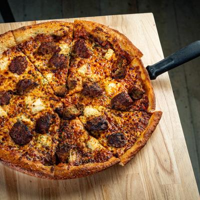 Italian meatball pizza.