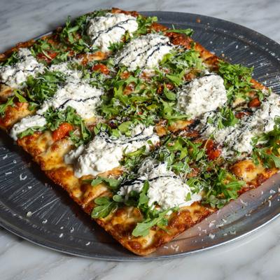 Roman style pizza in the plate.