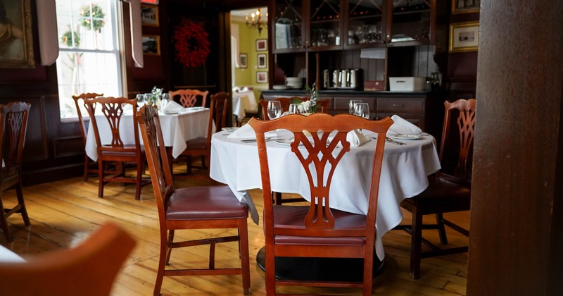 Interior, tables and chairs ready for guests