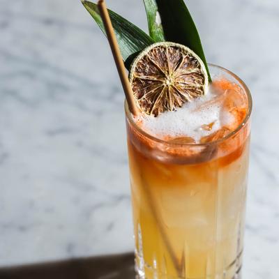 The Calliope cocktail, with white rum, Rockey’s punch, pineapple, and ginger.