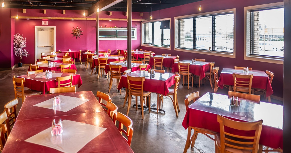 Interior, dining tables and chairs