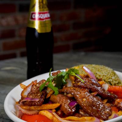 Peruvian beef stir fry meal.