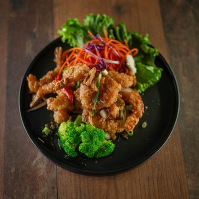 Shrimp farmsook plate.