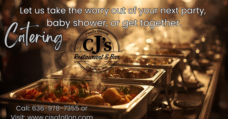 Marketing graphic promoting catering services for events
