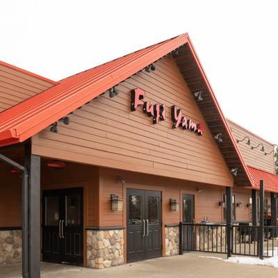 Exterior with signage.