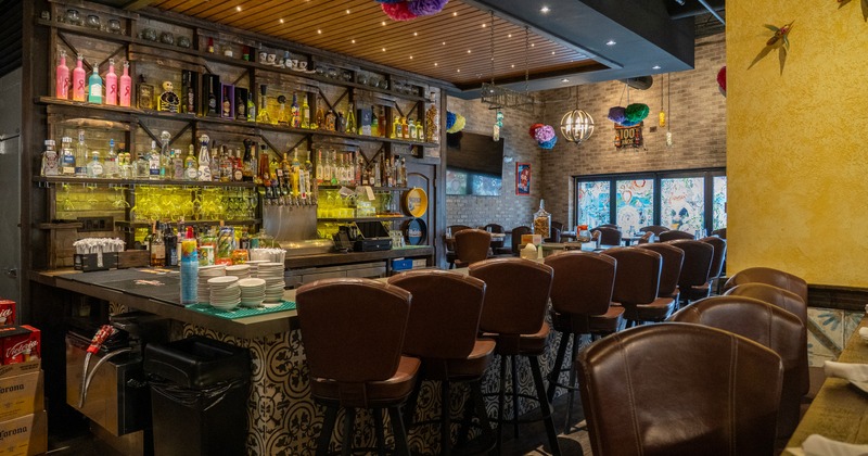 Interior, colorful bar area