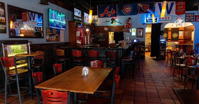 Interior space, seating area and bar