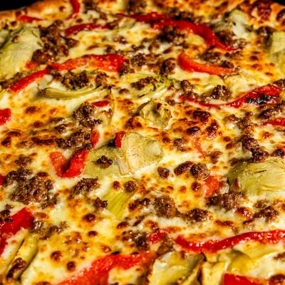 Sausage Artichoke Pizza.