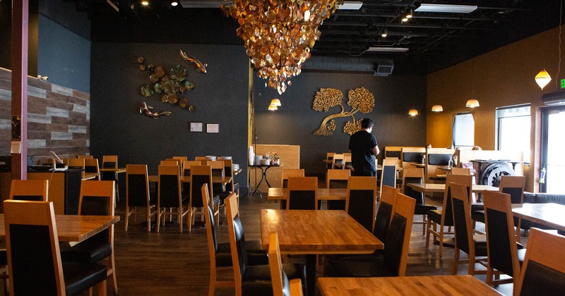 Interior, dining area, wall decoration