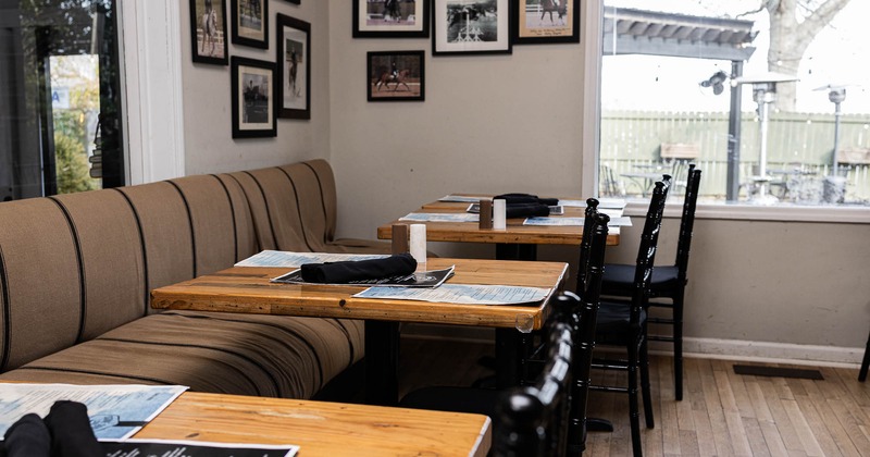 Interior, seating place near window in dining area