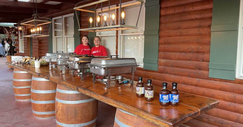 Bottles and clean glasses stacked