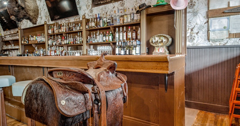 Interior, bar area with a saddle