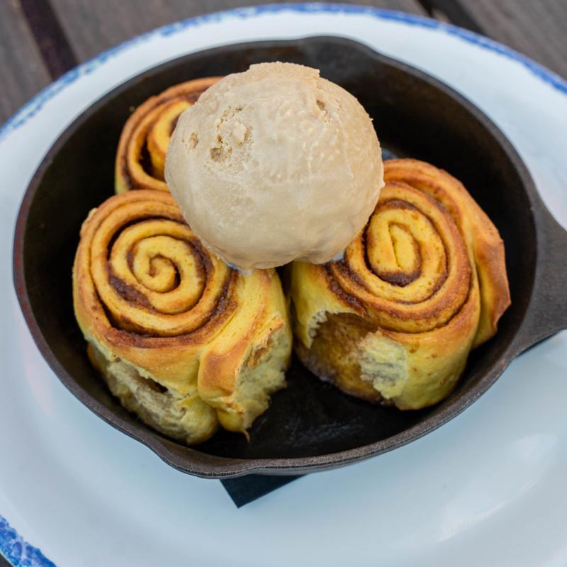 menu item 20 of 28, Pumpkin Spice Cinnamon Roll with Biscoff Ice Cream