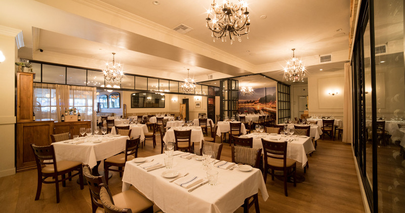 Interior, tables ready for guests