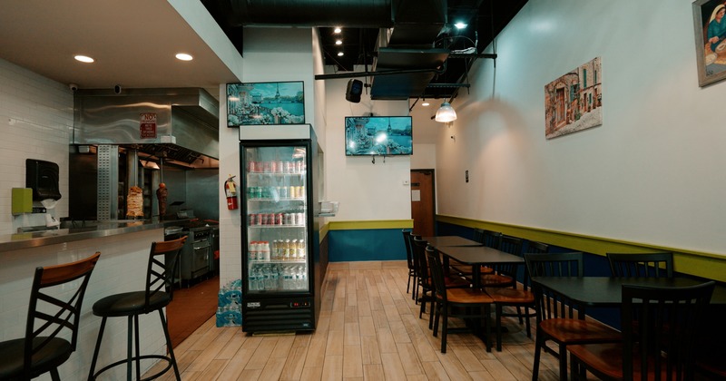 Interior, dining area and bar counter